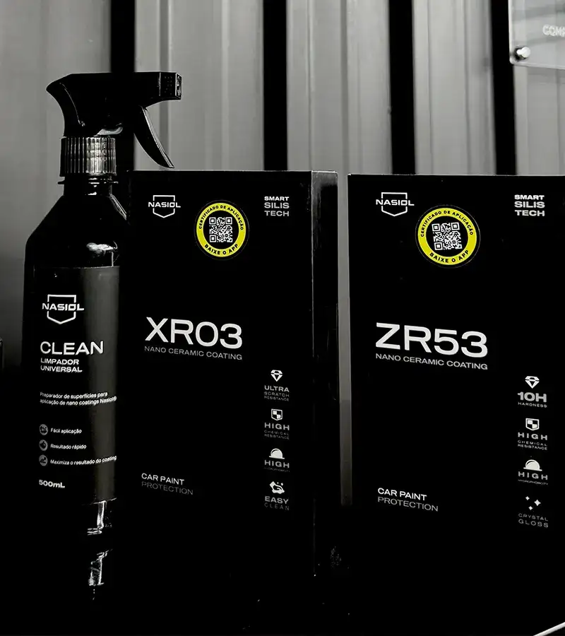 Coatings cerâmicos Nasiol ZR53 e XR03 usados na vitrificação de pintura em Brasília pela 4Fast Detail